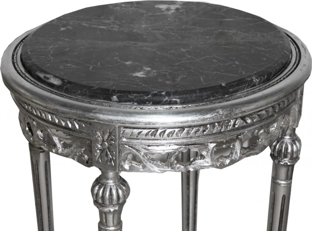 Barock Beistelltisch Rund Silber ModY12 73 x 47 cm Antik Stil
