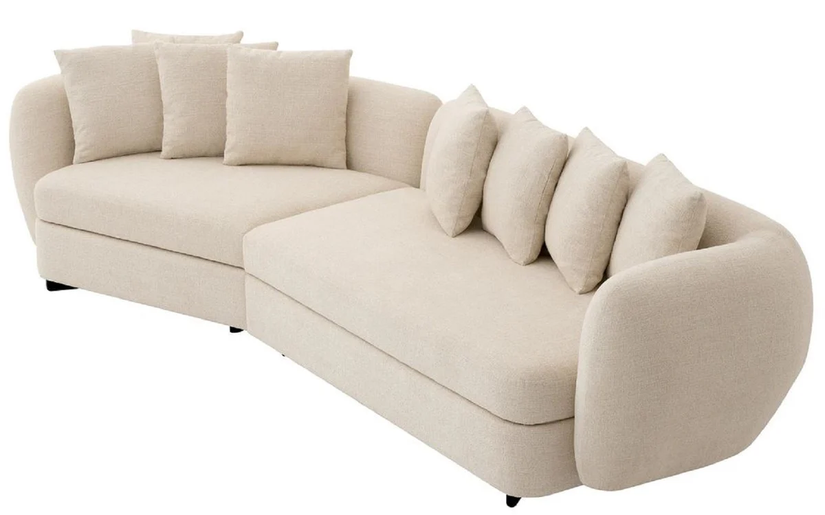 Luxus Sofa Beige / Schwarz 314 x 130 x H. 68 cm - Gebogenes Wohnzimmer Sofa - Hotel Sofa - Wohnzimmer Möbel - Hotel Möbel - Luxus Möbel - Luxus Einrichtung