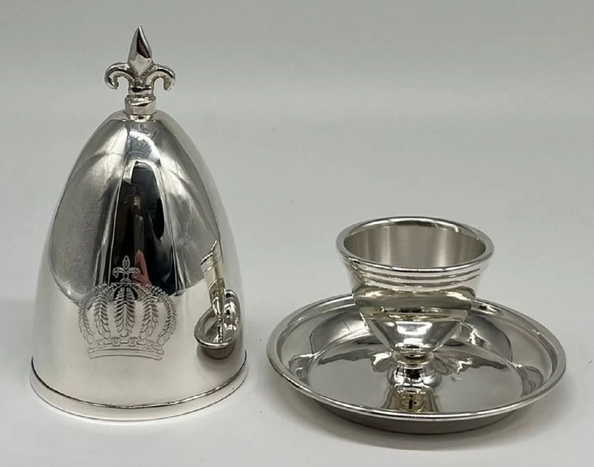 Pompöös by Luxus Barock Eierbecher mit Deckel Silber - designed by Harald Glööckler