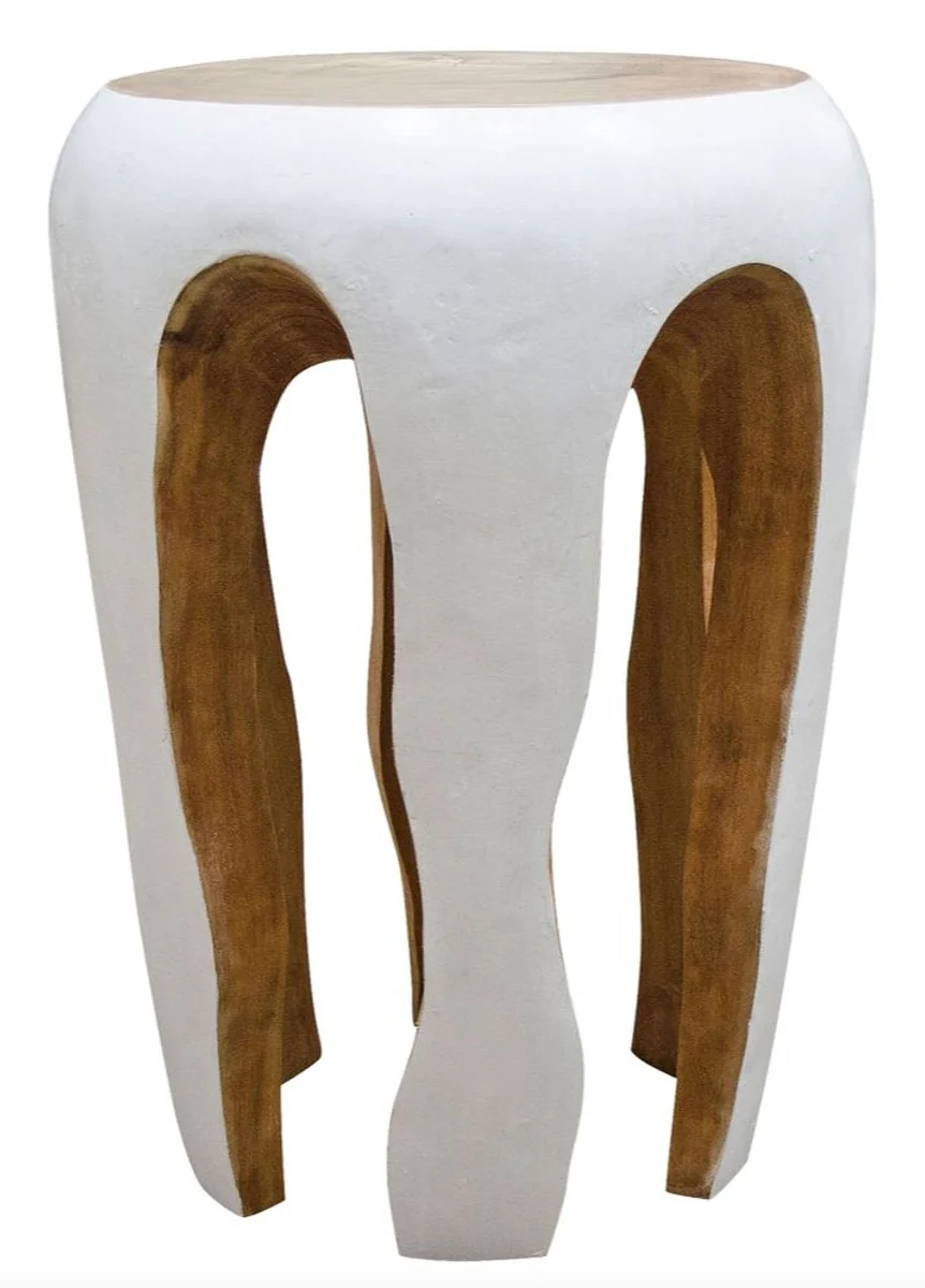 Beistelltisch Weiß / Naturfarben 40 x H. 54,5 cm - Wohnzimmermöbel