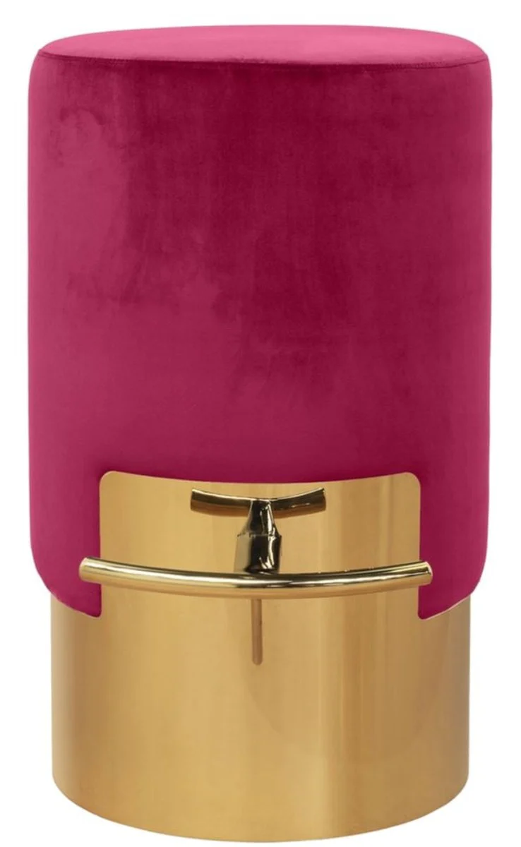 Luxus Barhocker Himbeerfarben / Gold Ø 46 x H. 76 cm - Barmöbel