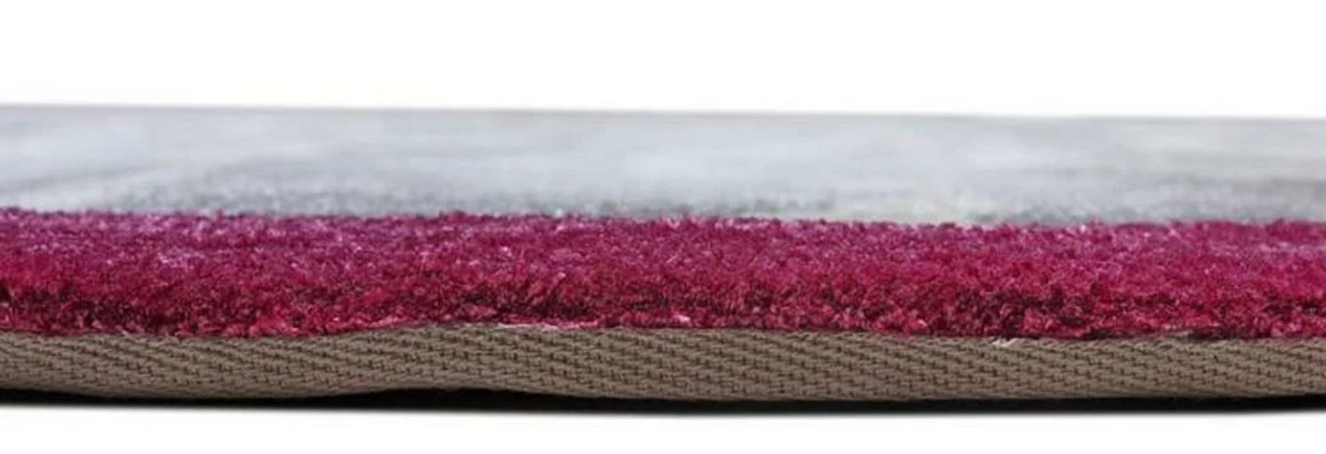 Luxus Viskose Teppich mit Zebra Design Grau / Creme / Rot 160 x 230 cm - Wohnzimmer Teppich - Moderner Schlafzimmer Teppich - Luxus Interior - Luxus Qualität