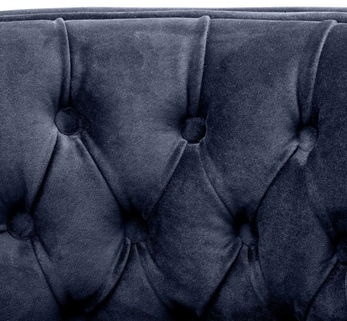Luxus Chesterfield Esszimmerstuhl Mitternachtsblau / Schwarz 60 x 58 x H. 77 cm - Esszimmermöbel