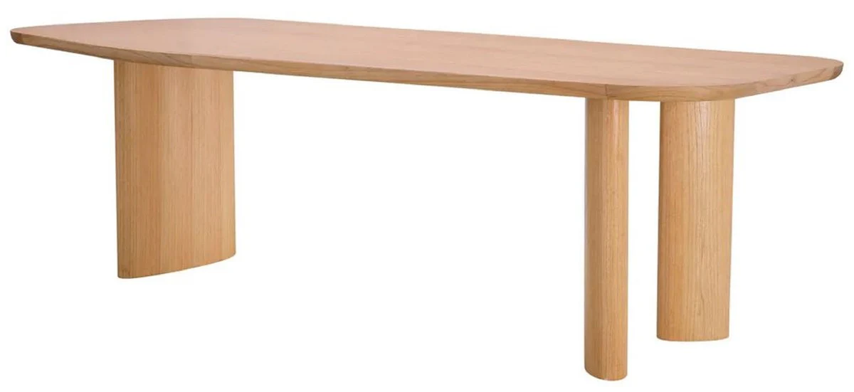 Luxus Esstisch Naturfarben 248 x 100 x H. 76,5 cm - Rechteckiger Massivholz Küchentisch - Esszimmer Möbel - Küchen Möbel - Luxus Möbel - Luxus Einrichtung - Luxus Qualität