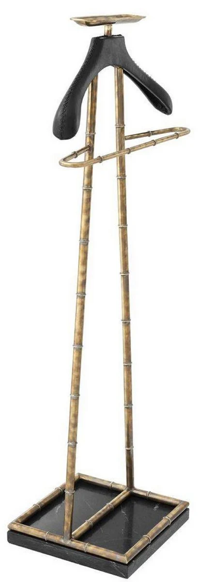 Luxus Dressboy Vintage Messingfarben / Schwarz 50,5 x 31 x H. 117 cm - Kleiderständer Garderobenständer Anzugständer Stummer Diener Herrendiener - Luxus Accessoires