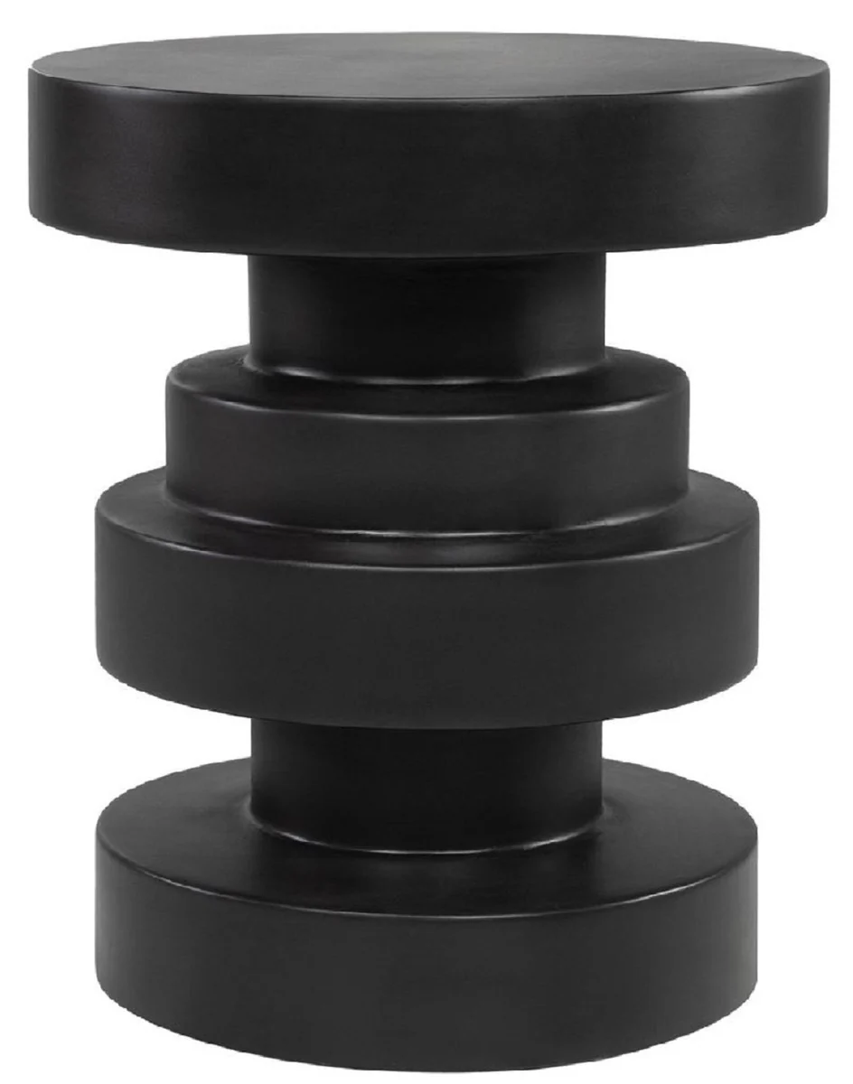 Luxus Beistelltisch / Hocker Schwarz Ø 38 x H. 45 cm - Runder Glasfaserverstärkter Tisch / Sitzhocker - Wohnzimmer Möbel - Luxus Möbel - Luxus Interior