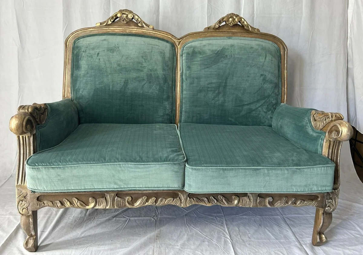 Luxus Barock Sofa Grün / Braun 120 cm - Barockstil Möbel