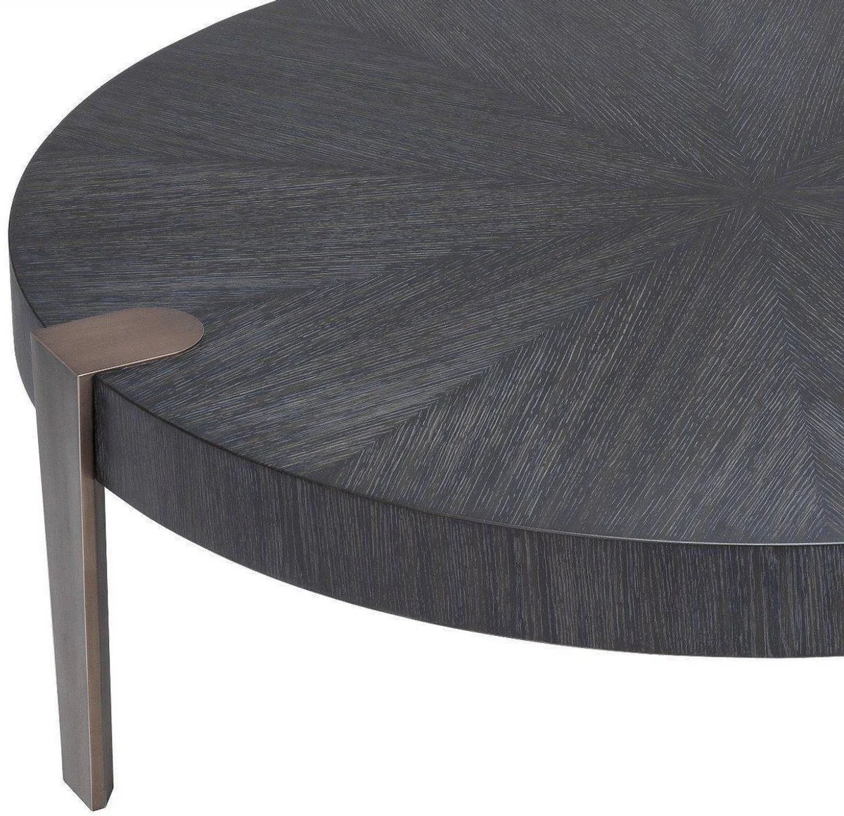 Luxus Couchtisch Anthrazitgrau / Bronzefarben Ø 121 x H. 38,5 cm - Runder Wohnzimmertisch - Wohnzimmer Möbel - Luxus Qualität