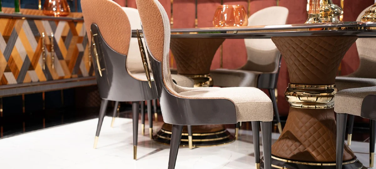 Luxus Art Deco Esszimmer Set - Esstisch & 8 Stühle