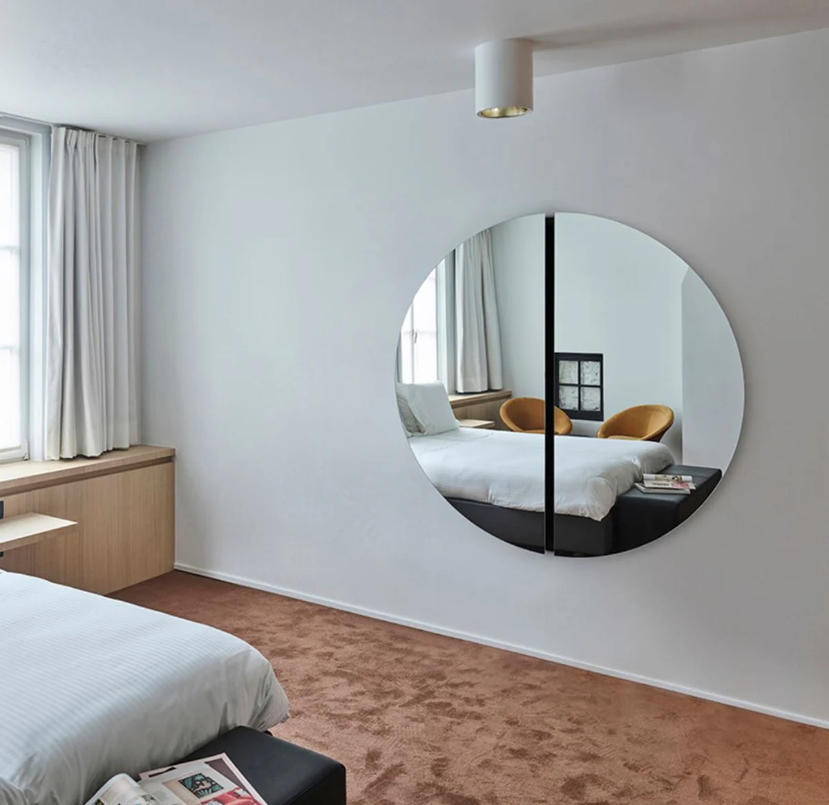 Luxus Spiegel Schwarz Ø 150 cm - Runder Wandspiegel - Wohnzimmer Hotel Restaurant Boutique Spiegel