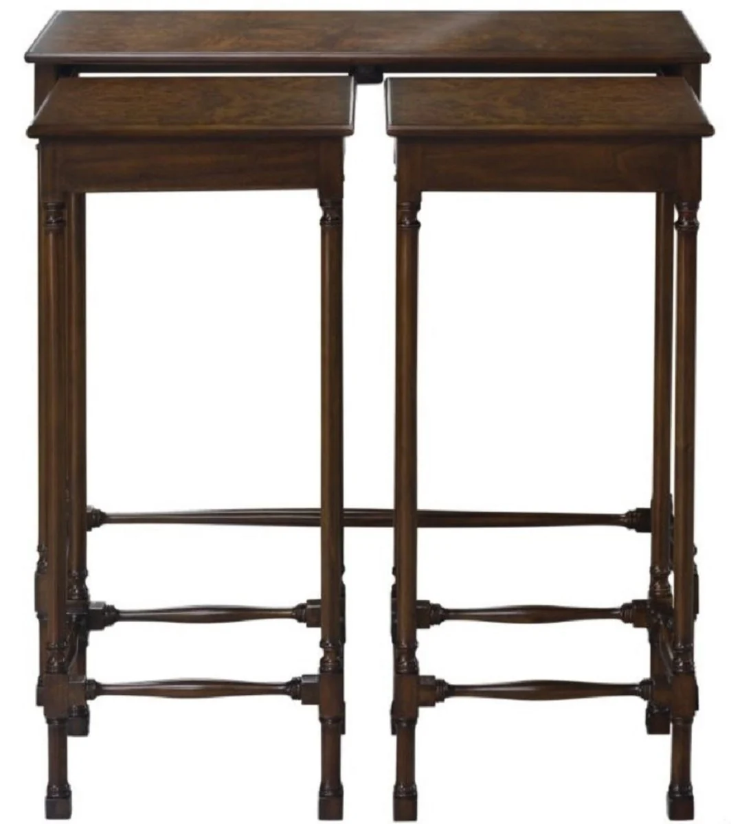 Luxus Beistelltisch Set Braun / Dunkelbraun 67 x 28 x H. 70 cm - Luxus Wohnzimmermöbel