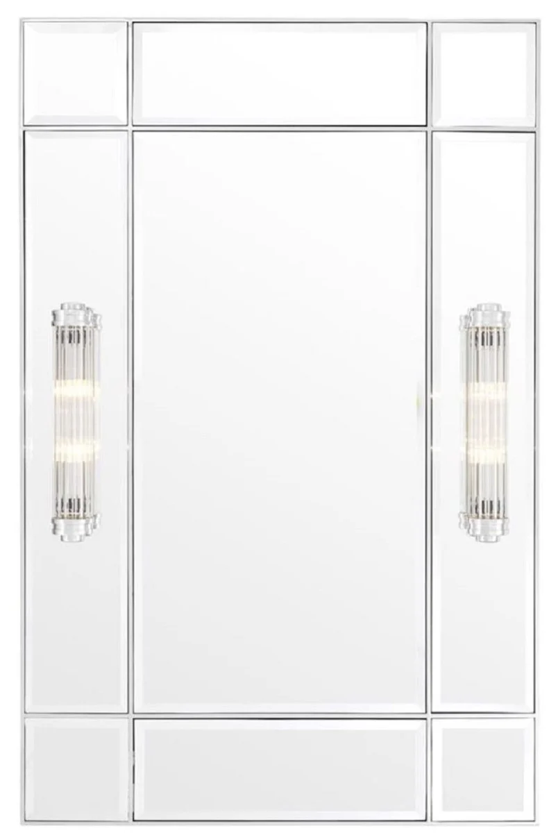 Luxus Wandspiegel mit Licht Silber 90 x 13 x H. 140 cm - Luxus Qualität