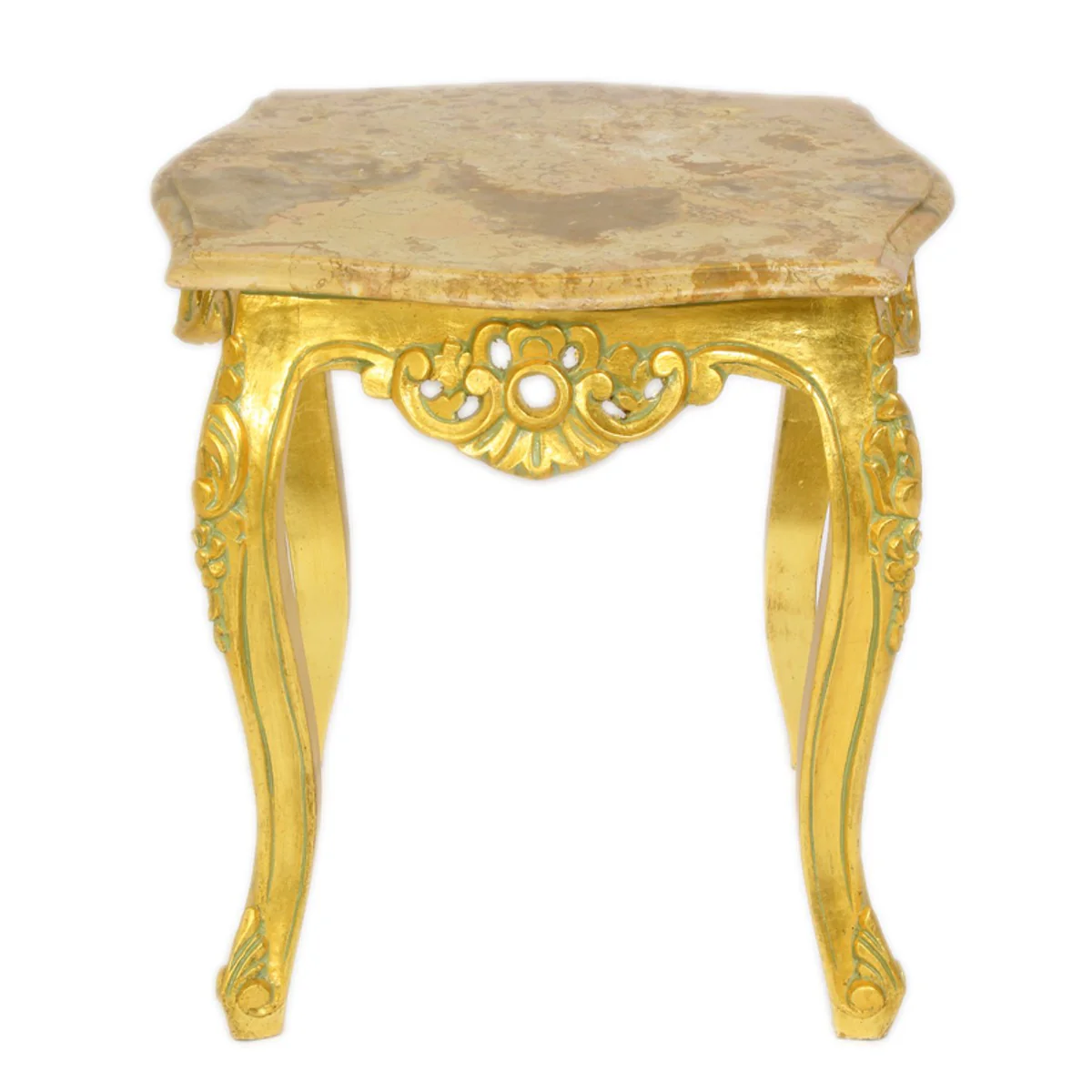 Barock Beistelltisch Gold mit cremefarbener Marmorplatte 55 x 55 cm x H 55 cm