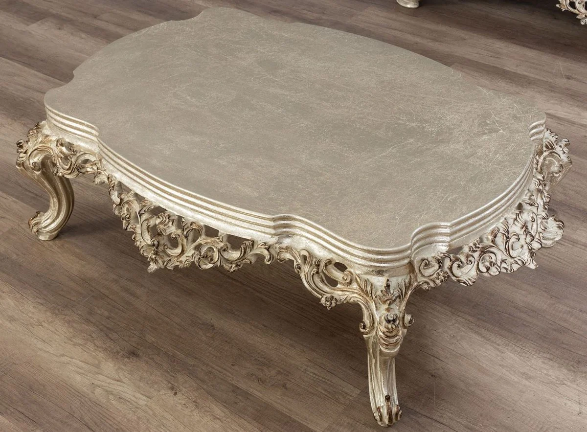 Luxus Barock Couchtisch Antik Gold - Handgefertigter Massivholz Wohnzimmertisch im Barockstil - Barock Wohnzimmer Möbel - Edel & Prunkvoll