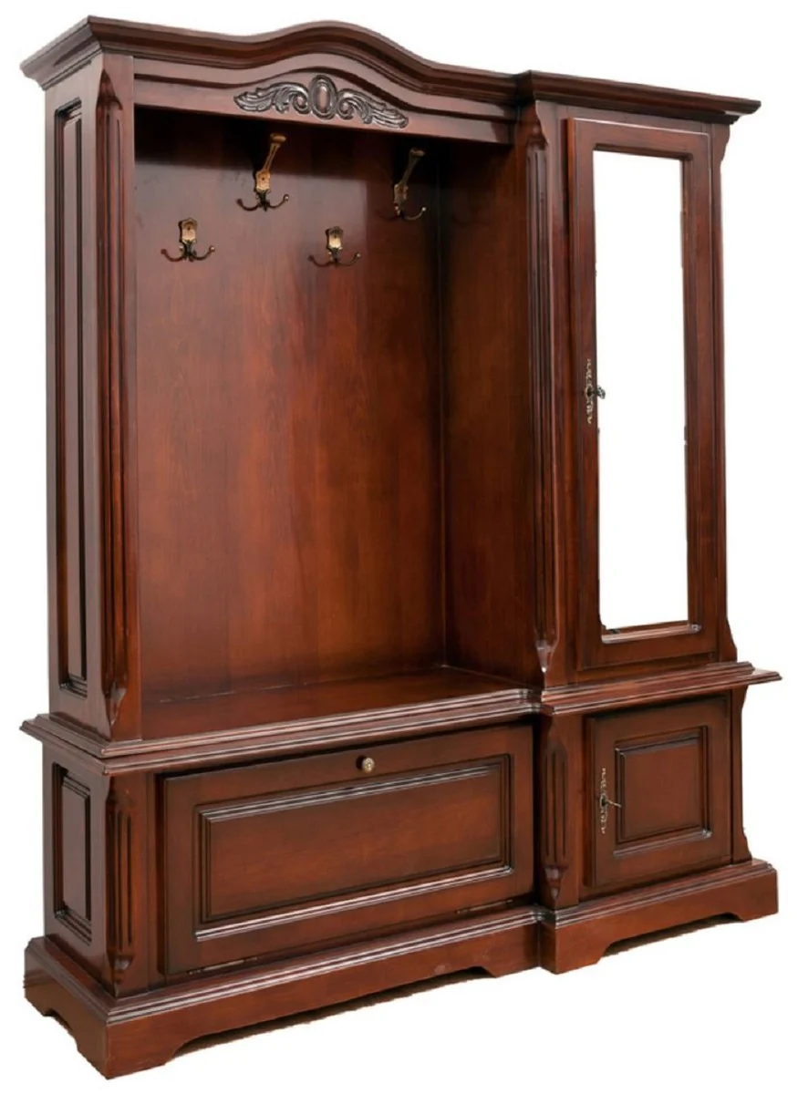 Luxus Barock Garderobe Braun - Massivholz Garderobenschrank im Barockstil - Luxus Garderoben Möbel im Barockstil - Edel & Prunkvoll