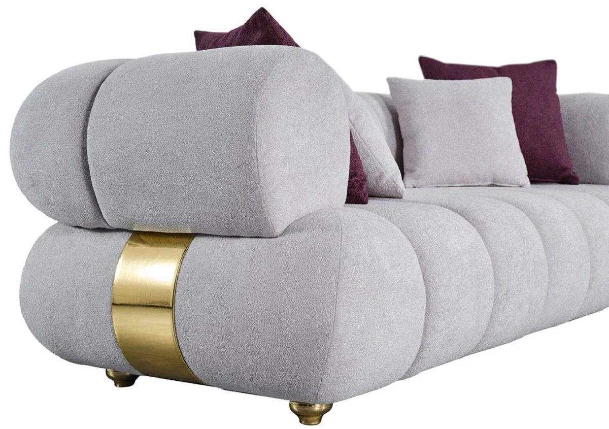 Luxus 3er Sofa Grau / Gold - Modernes Wohnzimmer Sofa - Moderne Wohnzimmer Möbel - Luxus Kollektion