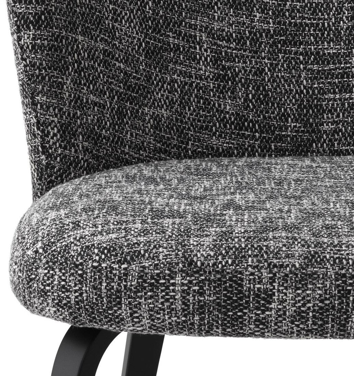 Luxus Esszimmerstuhl Schwarz / Schwarz 57 x 69 x H. 81 cm - Gepolsterter Küchenstuhl im Retro Design - Luxus Retro Esszimmer Möbel