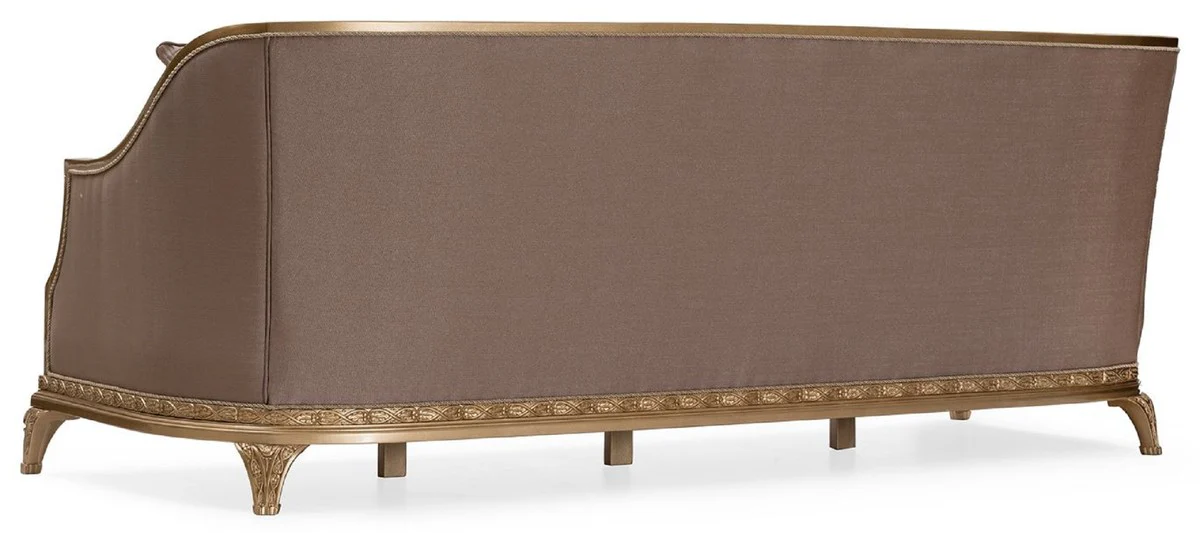 Luxus Barock Wohnzimmer Sofa Braun / Gold - Handgefertigtes Barockstil Sofa mit dekorativen Kissen - Luxus Wohnzimmer Möbel im Barockstil - Barock Möbel