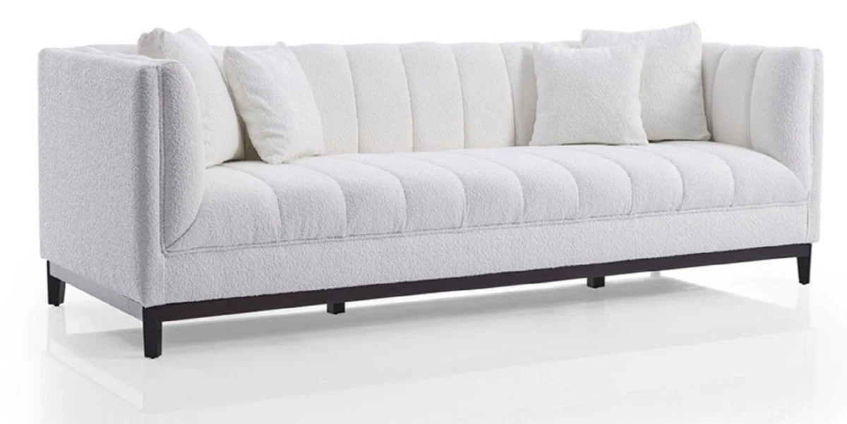 Luxus Sofa Weiß / Schwarz 240 x 90 x H. 80 cm - Wohnzimmer Sofa - Hotel Sofa - Wohnzimmer Möbel - Hotel Möbel - Luxus Möbel - Luxus Einrichtung