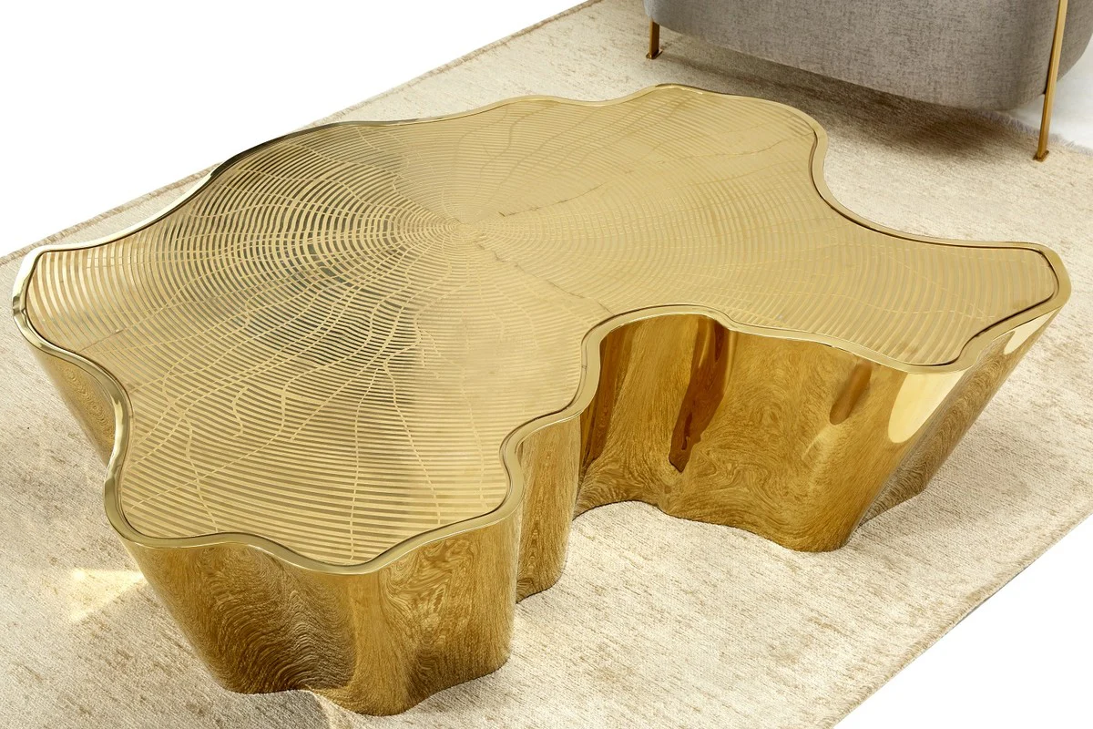 Luxus Couchtisch Gold 127 x 90 x H. 30 cm - Edelstahl Wohnzimmertisch - Luxus Wohnzimmer & Hotel Möbel