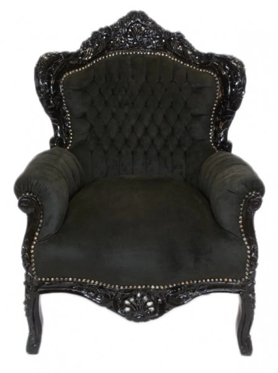 Barock Wohnzimmer Set King Schwarz / Schwarz - 2er Sofa + 2 Sessel