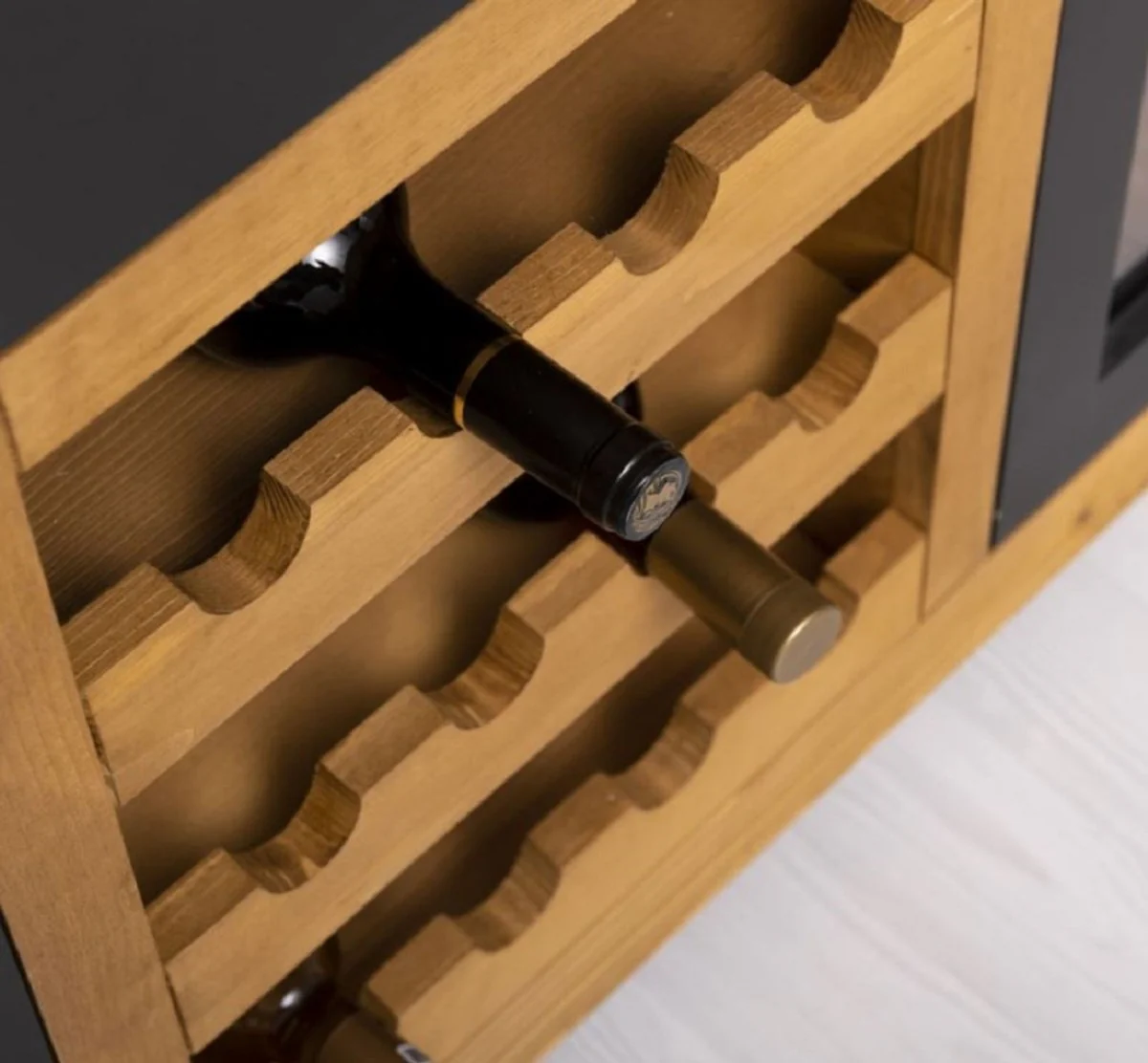 Landhausstil Kücheninsel Schwarz / Naturfarben 150 x 90 x H. 90 cm - Massivholz Küchenschrank - Landhausstil Massivholz Küchen Möbel - Massivholz Esszimmer Möbel im Landhausstil