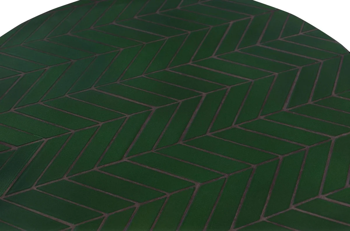 Luxus Couchtisch Grün / Schwarz Ø 50 x H. 45 cm - Runder Wohnzimmertisch mit Keramik Fliesen