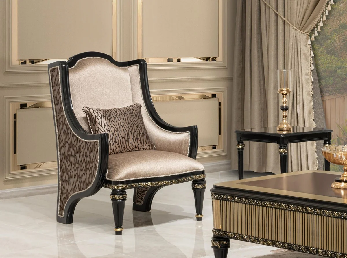 Luxus Barock Couchtisch Braun / Schwarz / Gold - Prunkvoller Wohnzimmertisch im Barockstil - Barockstil Wohnzimmer Möbel - Barock Einrichtung - Barock Möbel - Luxus Möbel im Barockstil