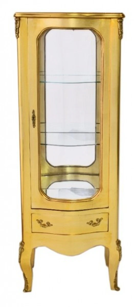 Barock Vitrine Gold 130 cm - Vitrinenschrank - Wohnzimmerschrank