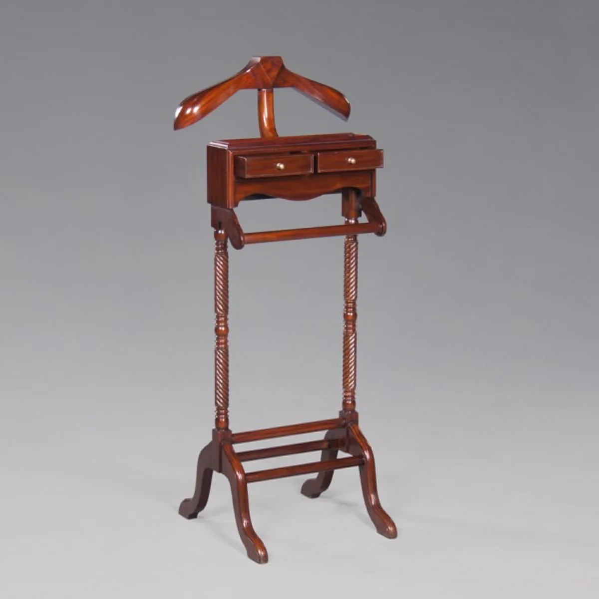 Designer Luxus Garderoben Ständer - Mahagoni - Dressboy - Kleiderständer Anzugständer - Barock Empire Art Deco Jugendstil Biedermeier