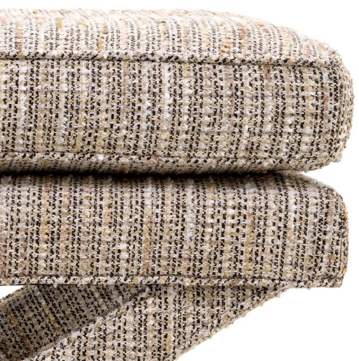 Luxus Hocker Beige - Rechteckiger Sitzhocker - Kreuzhocker - Luxus Möbel