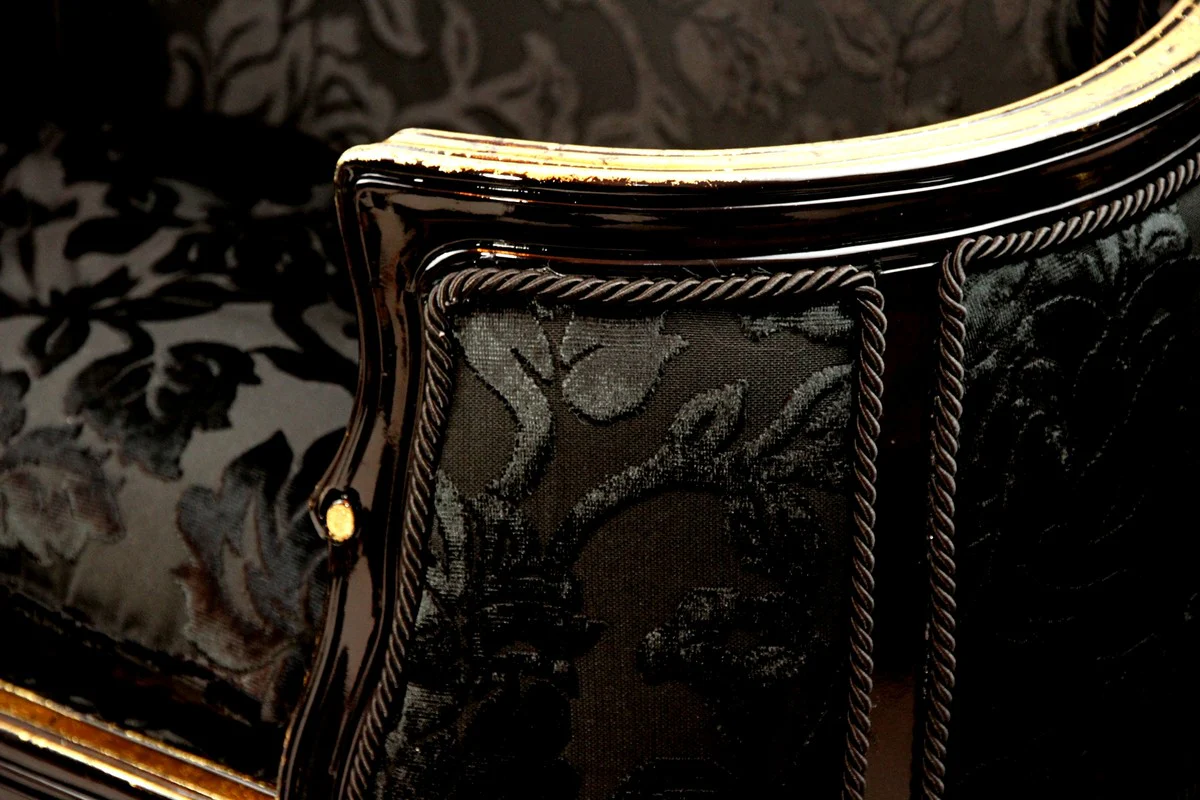 Pompöös by Luxus Barock Hunde & Katzenbett Deluxe Schwarz Bouquet Muster / Gold von Harald Glööckler