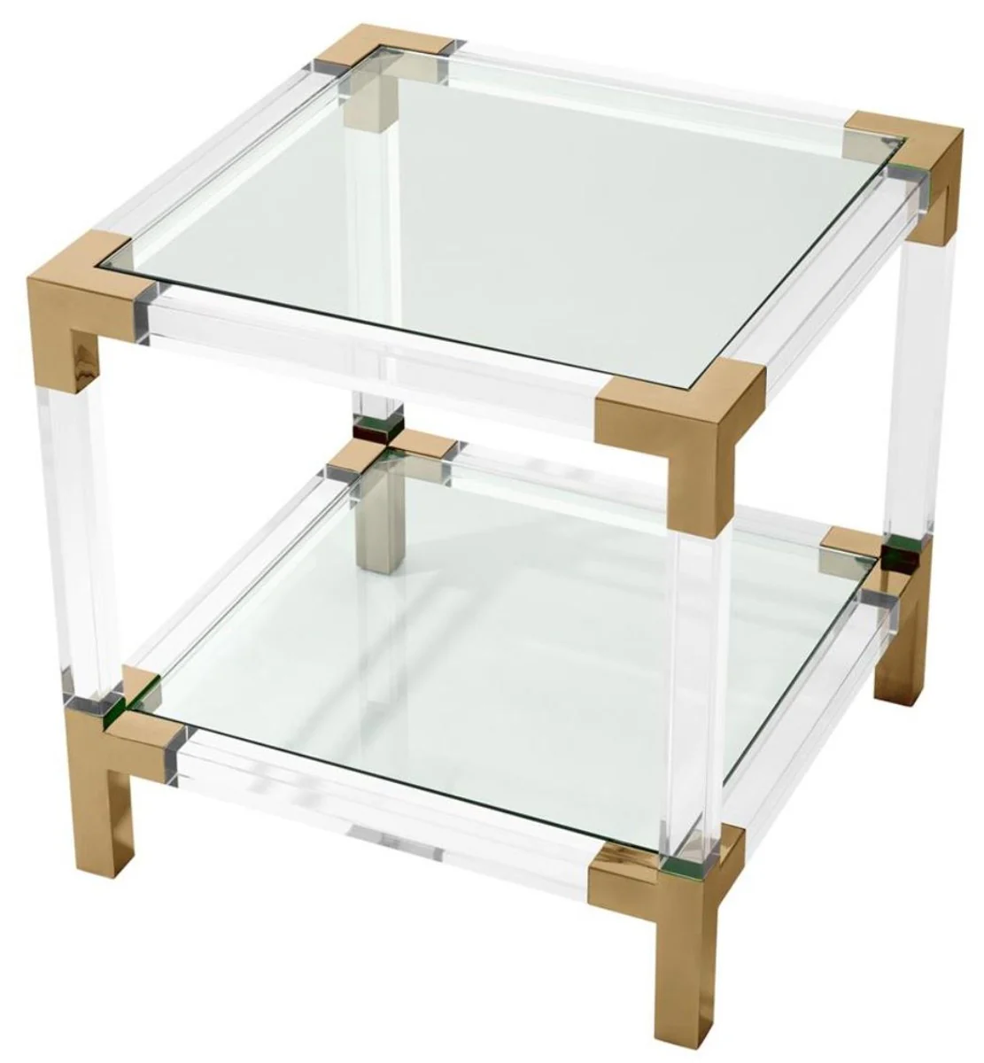 Luxus Wohnzimmer Beistelltisch Messingfarben 60 x 60 x H. 60 cm - Wohnzimmer Möbel