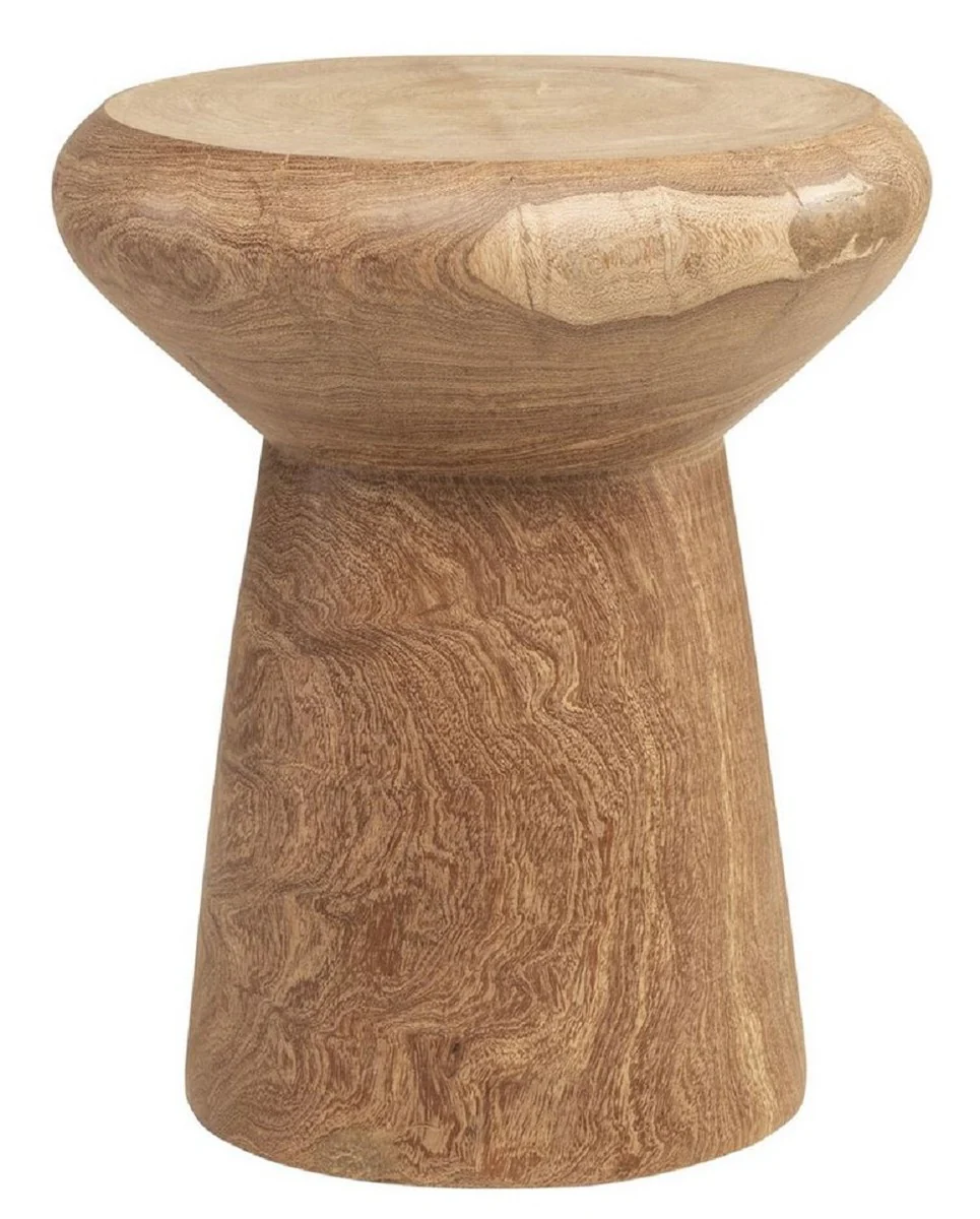 Luxus Massivholz Beistelltisch / Hocker Naturfarben Ø 40 x H. 48 cm - Luxus Möbel
