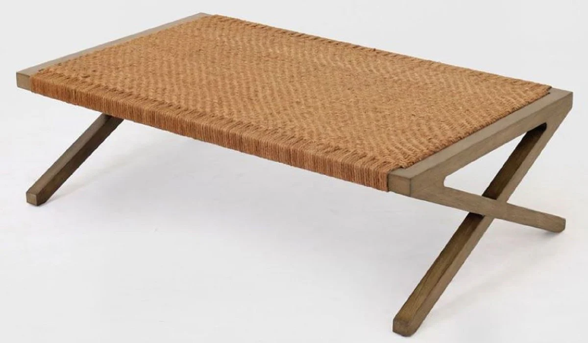 Luxus Couchtisch Braun 120 x 70 x H. 36 cm - Rechteckiger Massivholz Wohnzimmertisch - Luxus Wohnzimmer Möbel