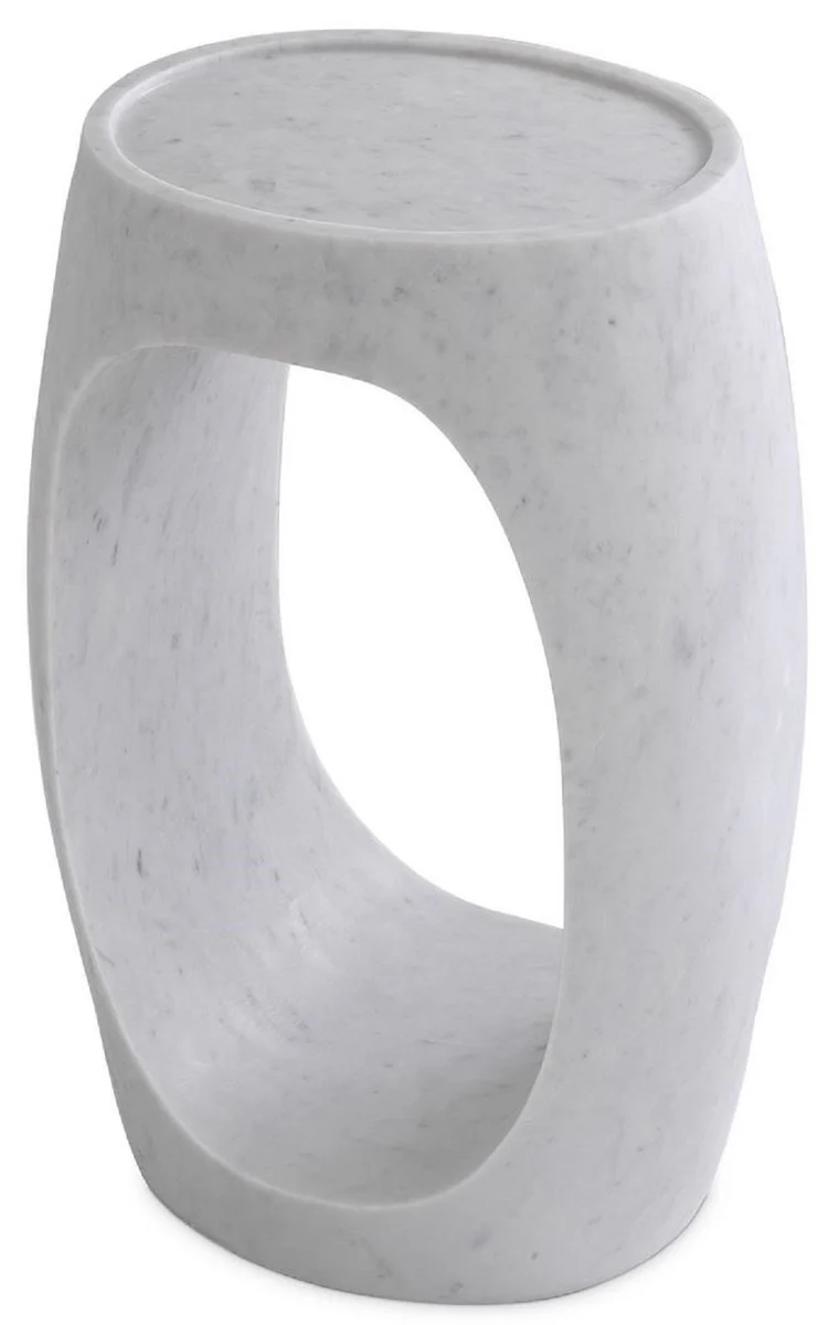 Luxus Marmor Beistelltisch Weiß 37 x 29 x H. 55,5 cm - Marmor Möbel - Luxus Qualität