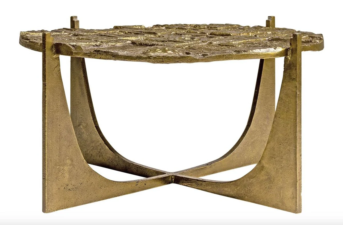 Luxus Art Deco Couchtisch Bronze 74 x 38 cm - Gold mit Glasplatte - Art Design Tisch