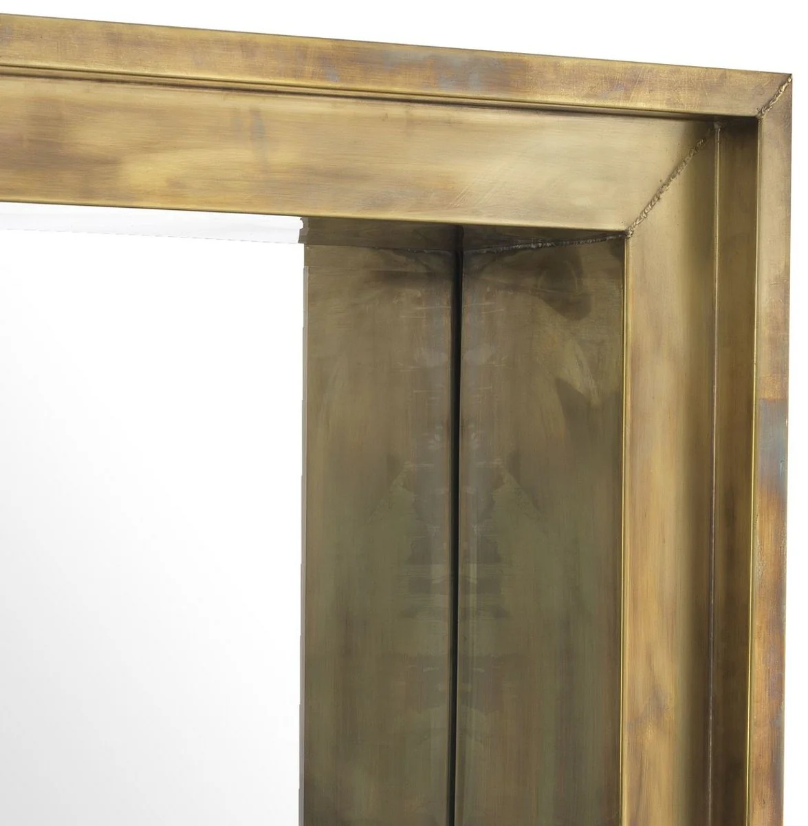 Luxus Wandspiegel Vintage Messingfarben 100 x 20 x H. 100 cm - Wohnzimmer Spiegel - Schlafzimmer Spiegel - Garderoben Spiegel - Luxus Möbel