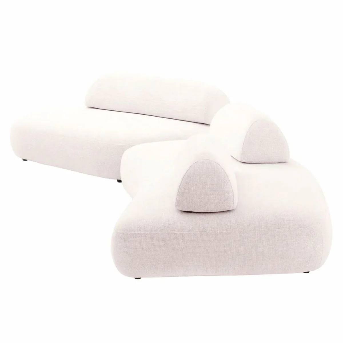 Luxus Sofa Cremeweiß / Schwarz - Modulares 2-Teiliges Wohnzimmer Sofa