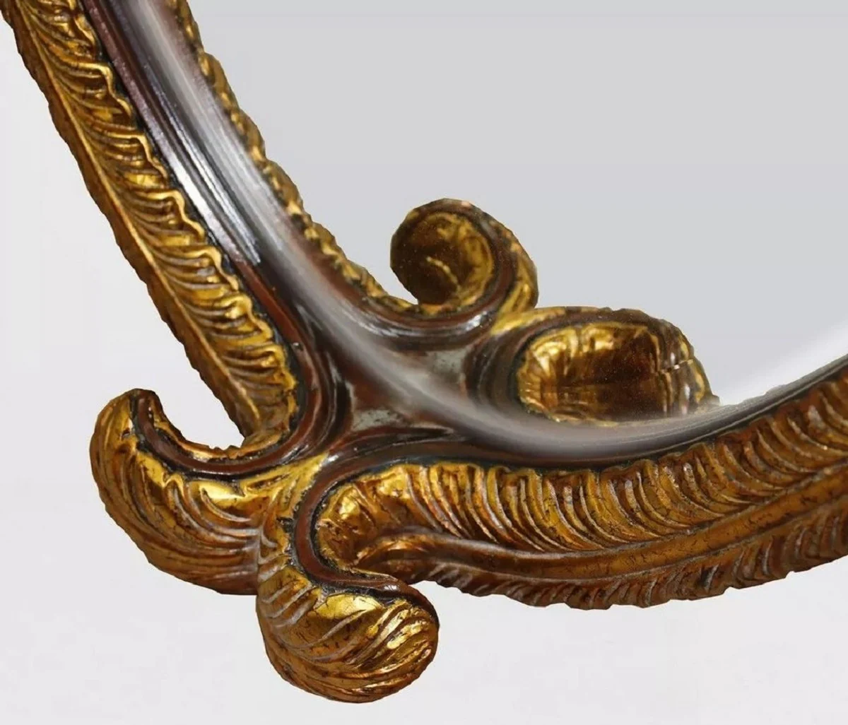 Luxus Barock Standspiegel Antik Gold / Dunkelbraun - Ovaler Barockstil Schlafzimmer Spiegel - Luxus Schlafzimmer Möbel im Barockstil - Barock Möbel - Edel & Prunkvoll