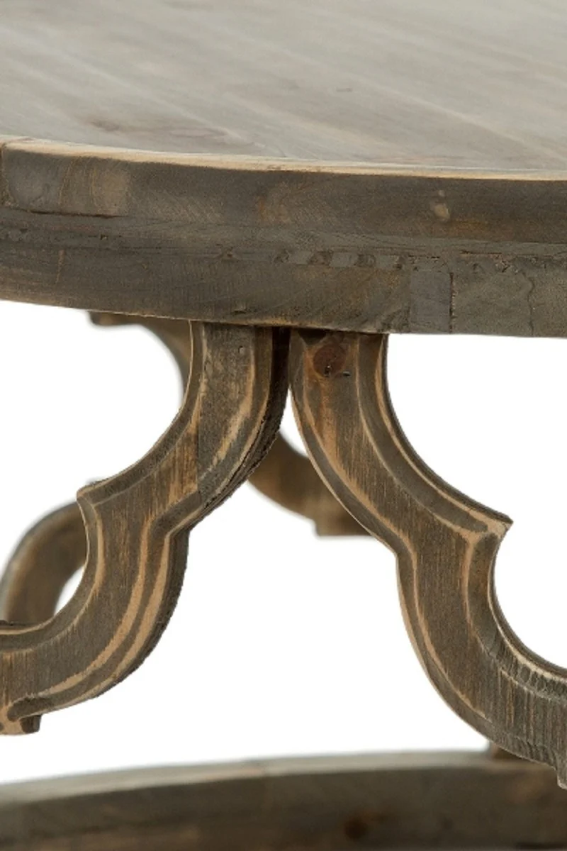 Designer Couchtisch Braun Ø 80 x H. 37 cm - Moderner Runder Holz Wohnzimmertisch