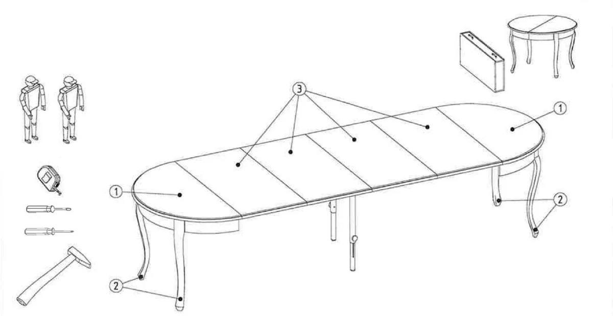 Luxus Jugendstil Esstisch Dunkelbraun 100-280 x 100 x H. 75,7 cm - Runder Ausziehbarer Massivholz Esszimmertisch - Barock & Jugendstil Esszimmer Möbel