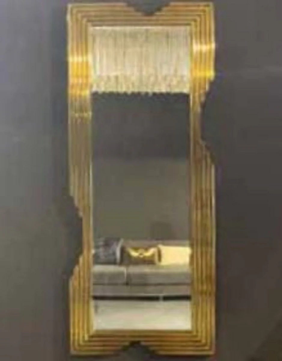 Luxus Wandspiegel Gold 79 x 5 x H. 190 cm - Rechteckiger Wohnzimmer Spiegel mit Metallrahmen - Schlafzimmer Spiegel - Garderoben Spiegel - Luxus Kollektion