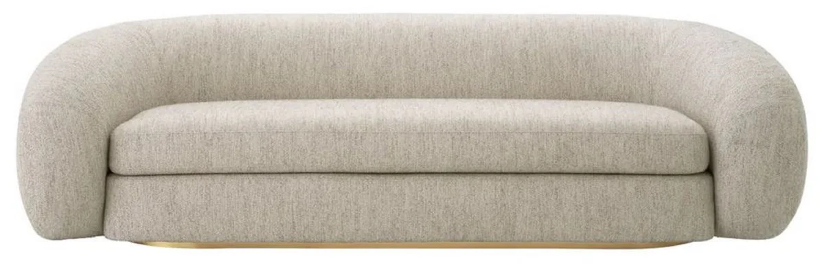 Luxus Sofa Hellgrau / Messing 230 cm - Luxus Wohnzimmer & Hotel Möbel