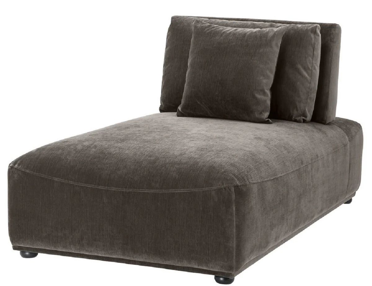 Luxus Chaiselongue Grau / Schwarz 93 x 158 x H. 83 cm - Liegesessel mit Rückenlehne und 2 Kissen - Wohnzimmer Möbel