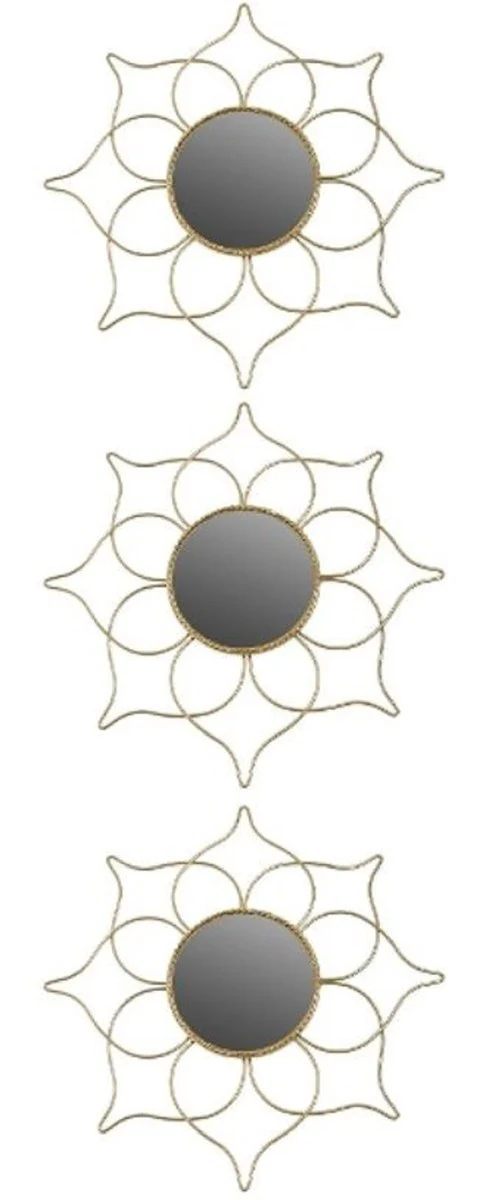 Designer Spiegel Set Gold Ø 25 cm - Wandspiegel 3er Set