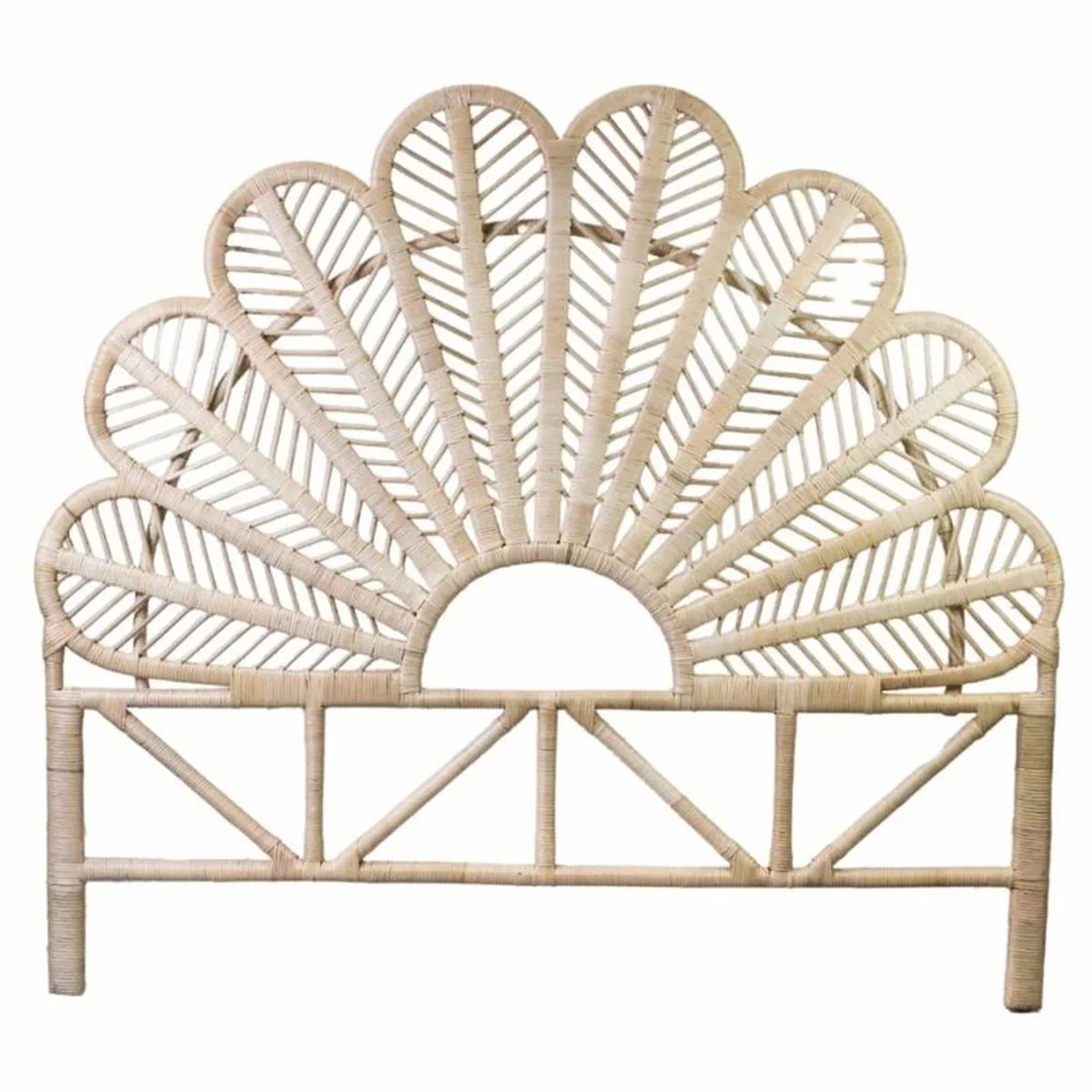 Luxus Rattan Bett-Kopfteil Naturfarben 160 cm - Schlafzimmer Möbel