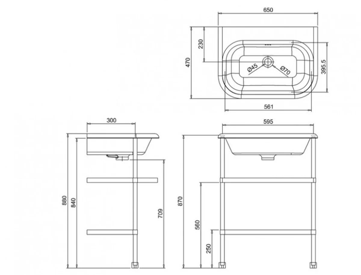 Jugendstil Stand Waschtisch Naturstein Weiß / Edelstahl B 65cm - Art Deco Waschbecken Barock Antik Stil
