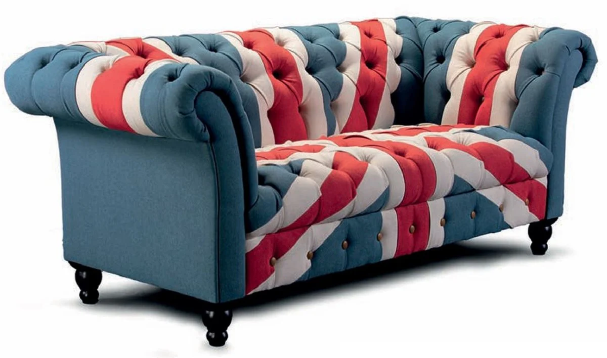 Luxus Chesterfield 3er Sofa Blau / Rot / Weiß / Schwarz 235 cm