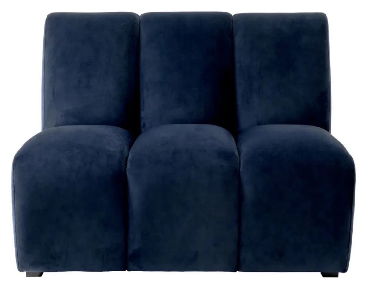 Luxus Samt Sofa Element Mitternachtsblau / Schwarz 108,5 x 94,5 x H. 83 cm - Erweiterbares Wohnzimmer Sofa - Wohnzimmer Möbel - Luxus Möbel
